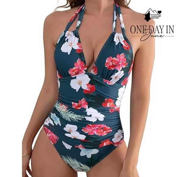B2Prity High Neck Tummy Control one Piece Swimsuit Size L - Picture 1 of 7